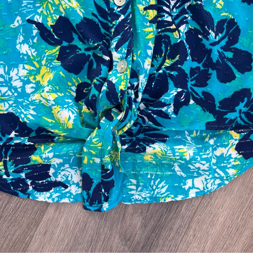 Ruby Rd Tie Front Button Up Tropical Printed Shir… - image 2